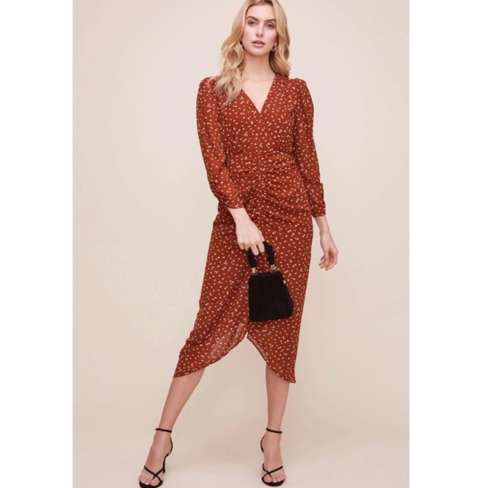 ASTR The Label Margot Ruched Front Midi Dress